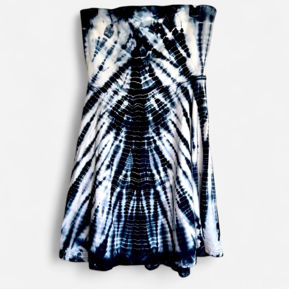 Express Strapless Tie Dye Dress Black White - Size Medium